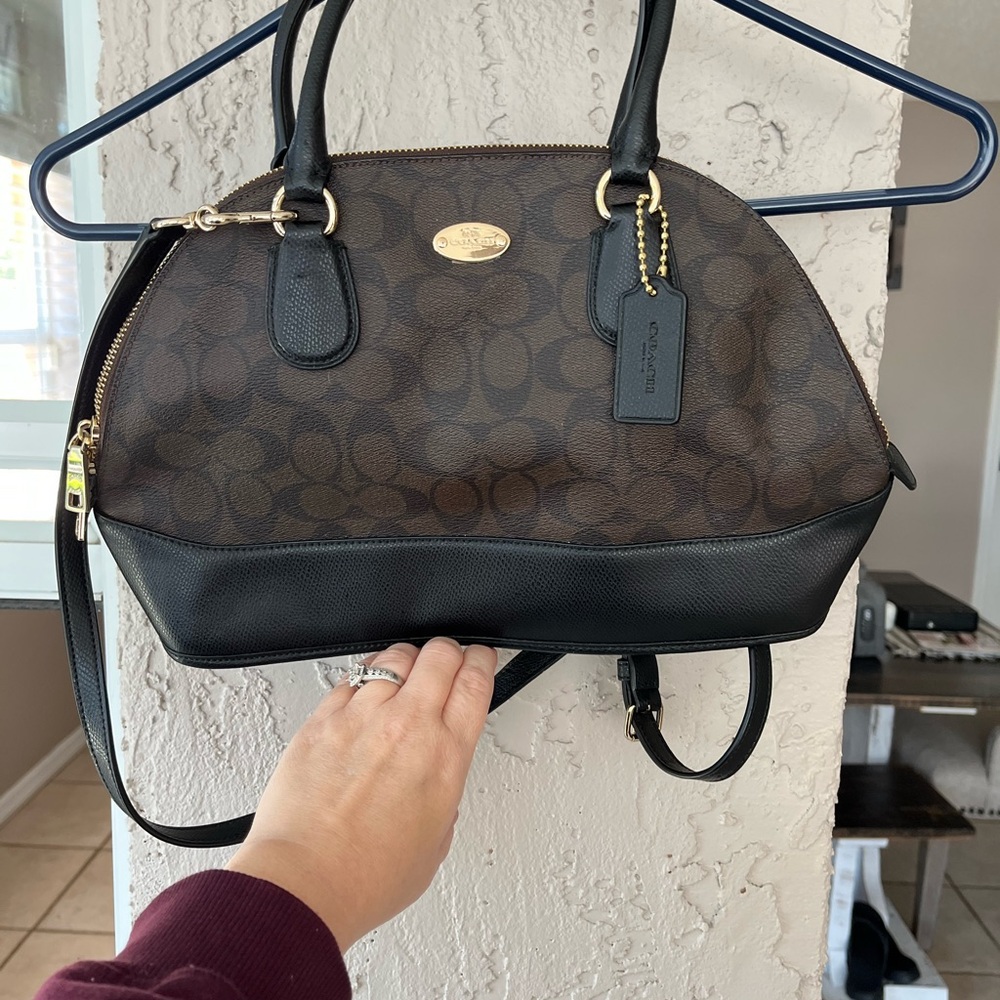 Coach Signature Brown and Black Crossbody Bag